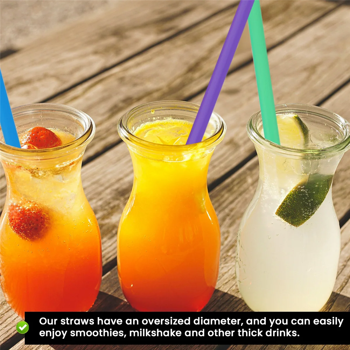 300 ชิ้น 10.3in หลอดจัมโบ้ Smoothie Straws Milkshake Straws กว้างพิเศษยาวพิเศษคละสีสดใส