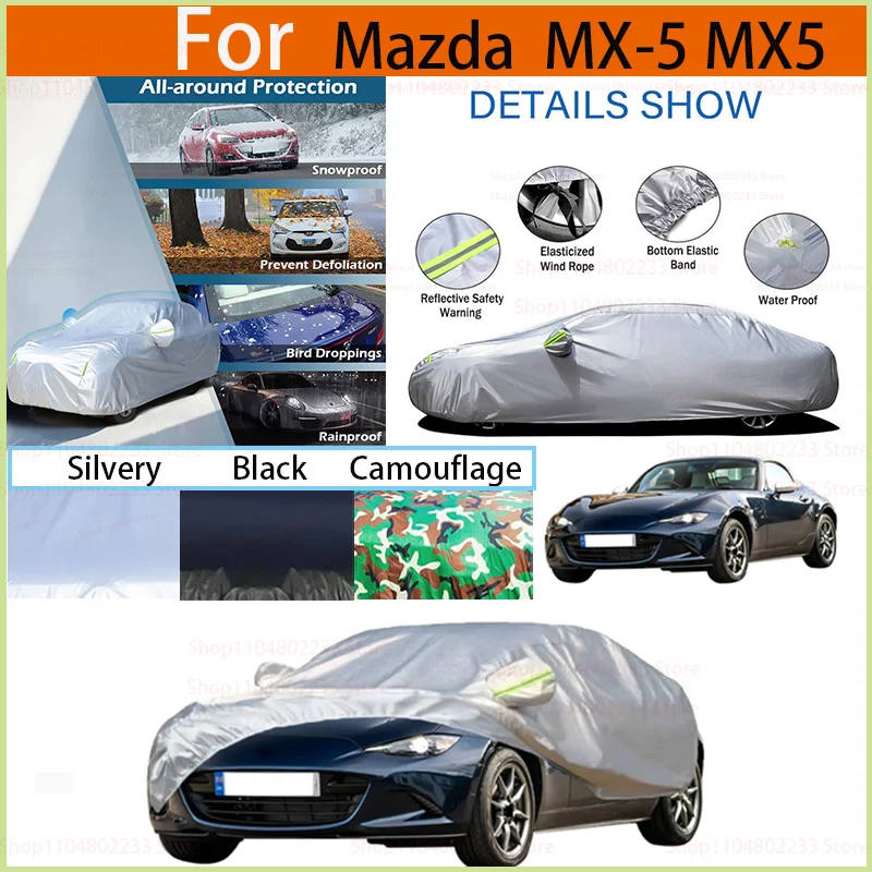 

Full Car Cover Waterproof Outdoor Sun Rain Snow Scratch Resistant silver Auto Cover For Mazda MX-5 MX5 Miata Roadster 1989-2025