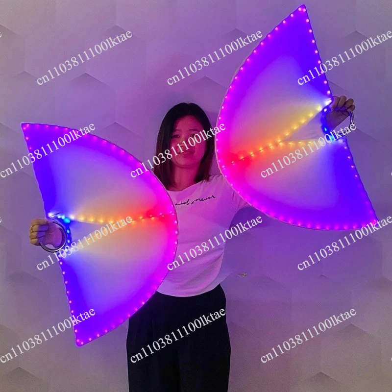 Sound Activated LED Light Up Fan for Nightclub Glow in Dark Stage Prop for Bar Rave Disco Performance Fan Accessory for DJ Show