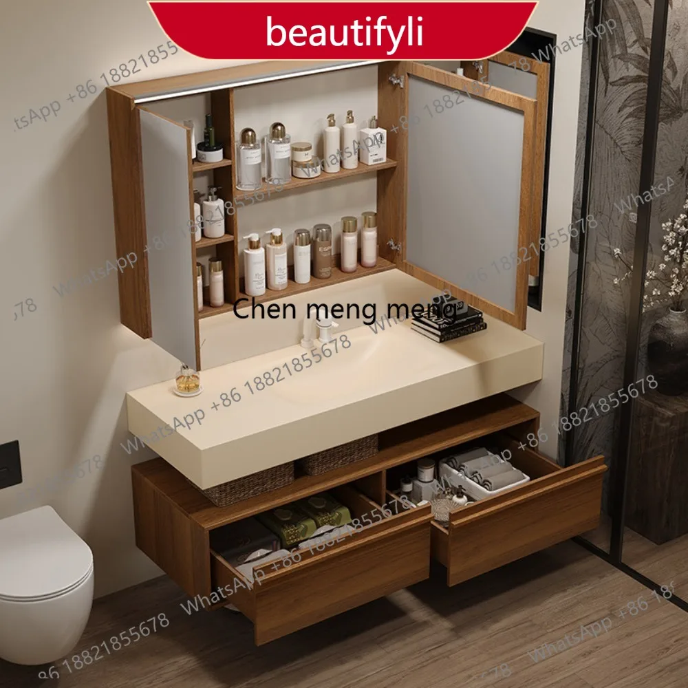 MM02 French medieval style skeleton line bathroom cabinet combination walnut sink vanity cabinet