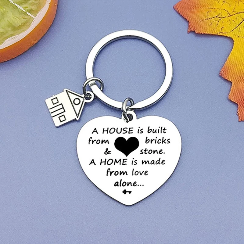 Housewarming Present New Home Gifts, A home is made from love Keyring Keychain New Home Keychain for Family and Friends Neighbor