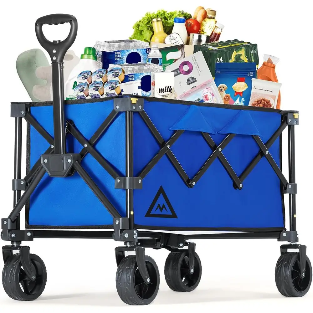 

Collapsible Utility Wagon with Wheels for Beach, Garden, Outdoor, Grocery, Camping, Sports