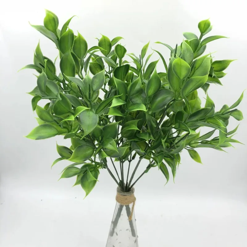 Height 35cm Green Artificial Plants for Garden Bushes Fake Grass Orange Leaves Faux Plant for Home Shop Decoration