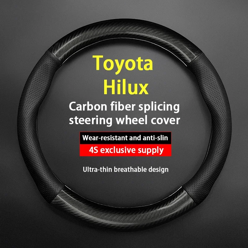For Toyota Hilux Steering Wheel Cover Leather 2012 Invincible 50 2014 2015 Tonka 2017 Revo Rocco 2018 2019 Revo GR Sport 2022