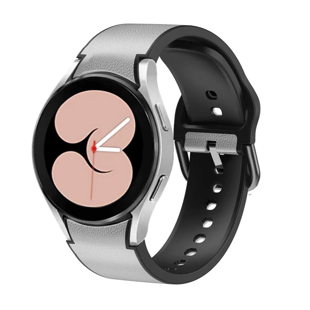 Correa de silicona y cuero sin huecos para Samsung Galaxy Watch 7/6/5/4, 44mm, 40mm, 5 Pro, pulsera deportiva 6, Correa clásica de 47mm y 43mm