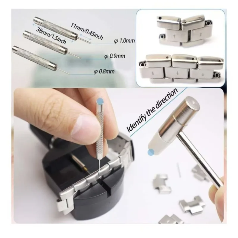 11Pcs Watch Repair Tool Kit, Watch Band Link Remover Adjuster, Strap Length Adjustment Tool Set for Watchmaker