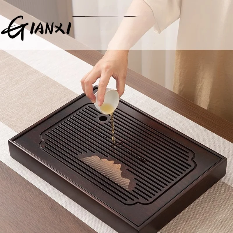 GIANXI-Juego De utensilios De cocina De 28cm, bandeja De té De bambú, plato De servicio, bandejas rectangulares, bandeja De madera Matcha, utensilios para café