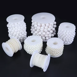 5Yards 3-12mm Fishing Line Artificial Imitation Pearl Round Beads Chain For Wedding Bridal Bouquet Flower Decoration
