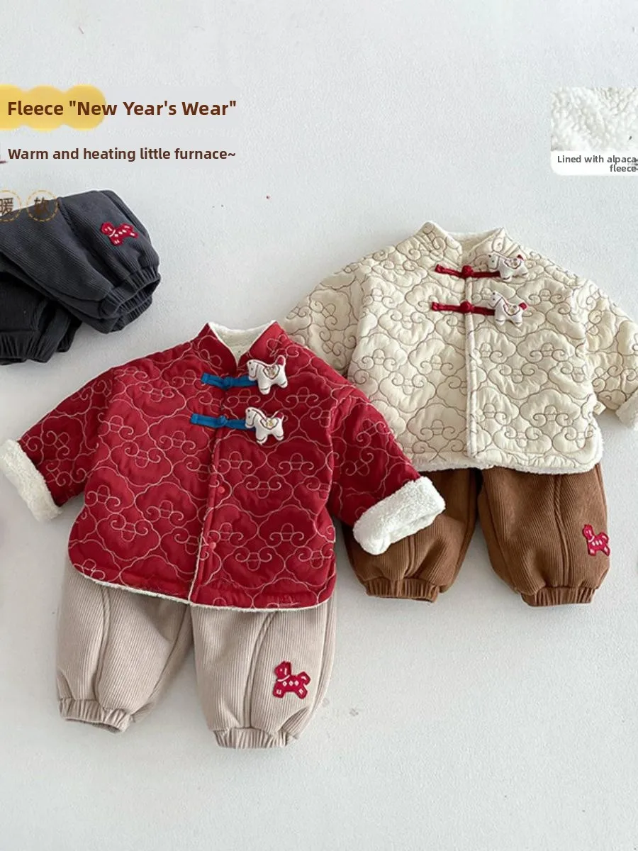 

Children's Winter Faionable Cotton Jaet New Year Visit Clothes Boy's Vest Coat Baby Cotton Clothes Warm Sli Design