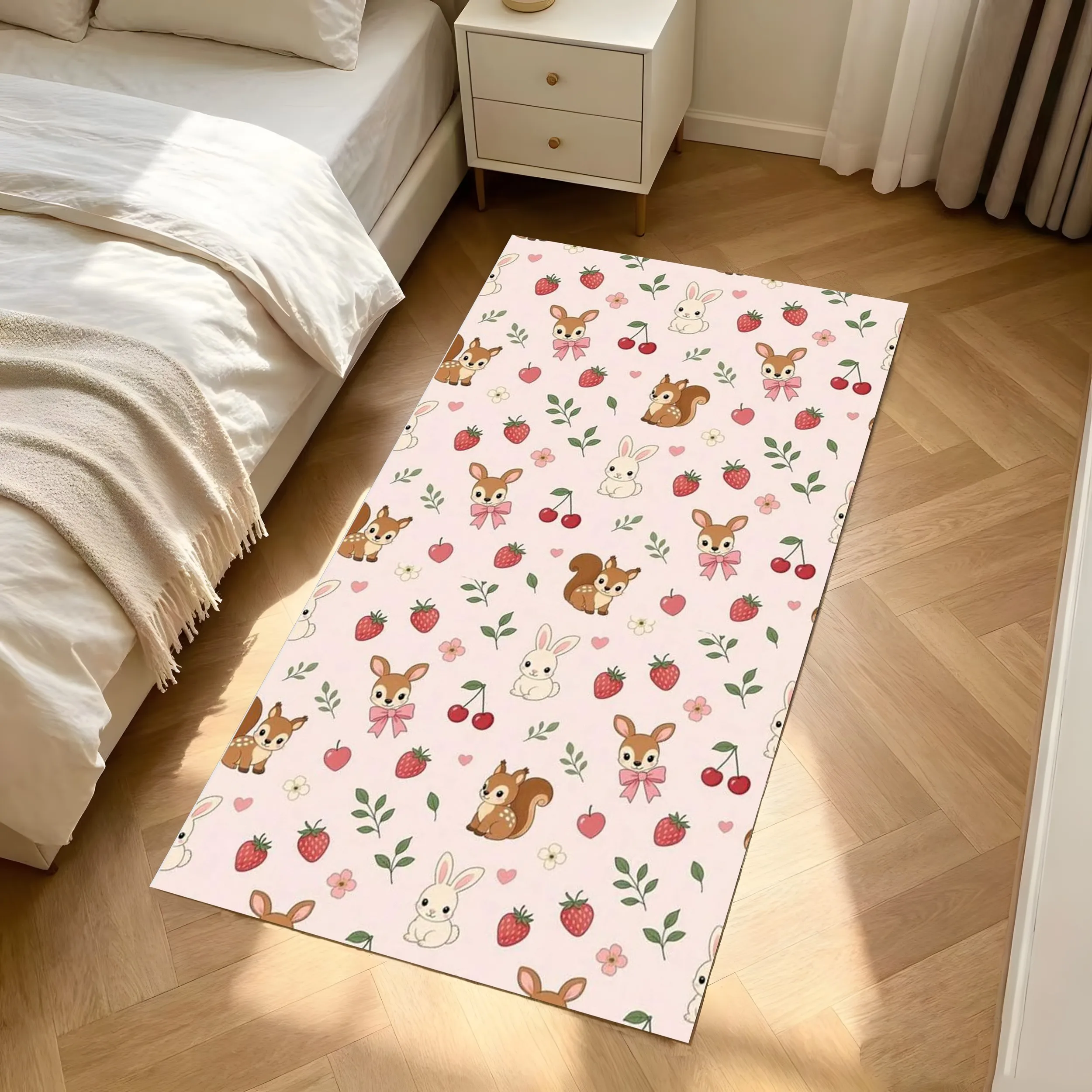 2D Carpet a with Pink Checks Yellow Flowers and a Bow—A Sweet Girly Style That's Soft, Soothing, and Overflowing with the