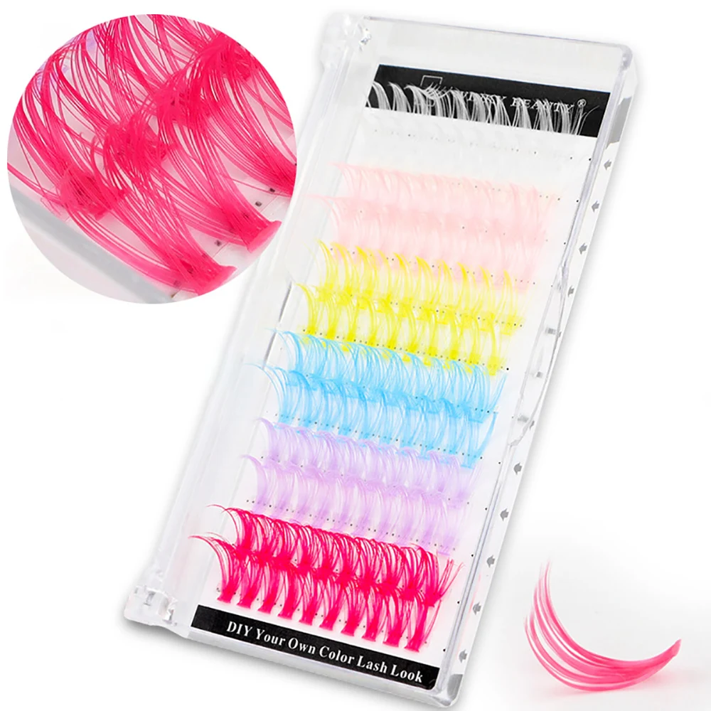 

14/16mm D Curl Colorful Individual Lashes Colored Cluster False Lashes supplies for eyelash extensions makeup products