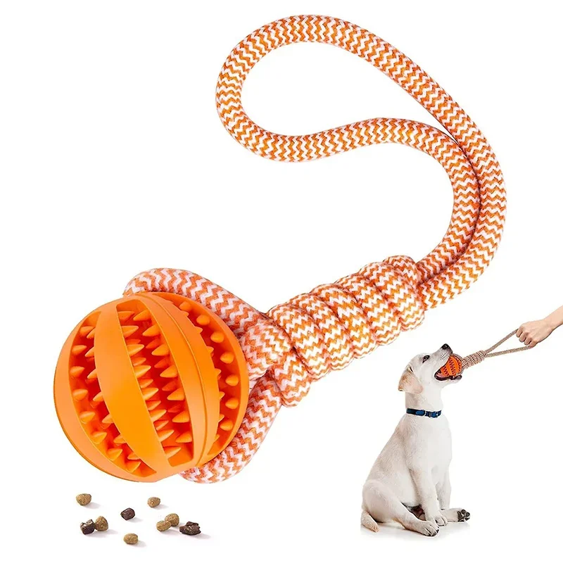 

Interactive Puppy Toys Balls with Rope for Small Dogs Chew Teeth Cleaning Rubber Balls Pet Dog Rope Chew Toys Tug of War Playing