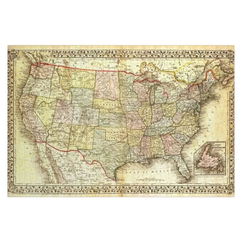 Old Vintage USA Map of the Fifty States Jigsaw Puzzle Custom Name Child Toy Toys For Children Puzzle