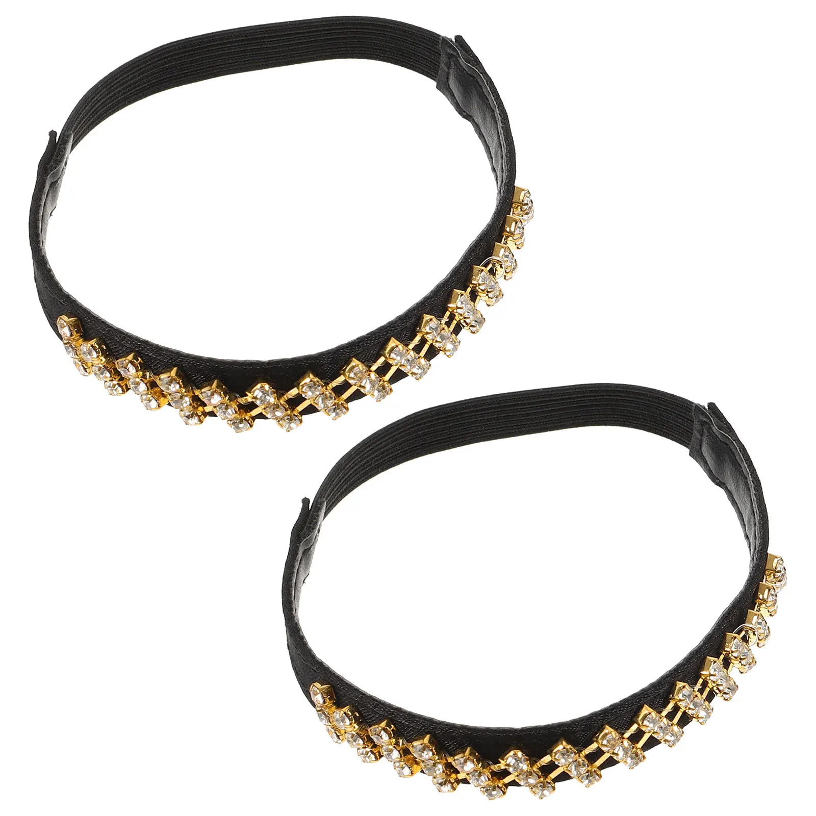 1 paire de chaussures élastiques à talons hauts, sangle antidérapante, sangle de cheville en strass, bande de chaussure détachable, sangles de talon pour femmes