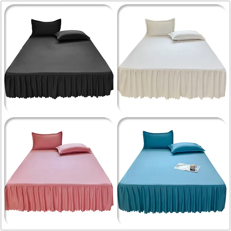 Soft Bed Skirt Adults Kids Room Bedspread Single/Double/Queen/King Size Bed Cover Ruffles Bed Linen Falda De Cama(No Pillowcase)