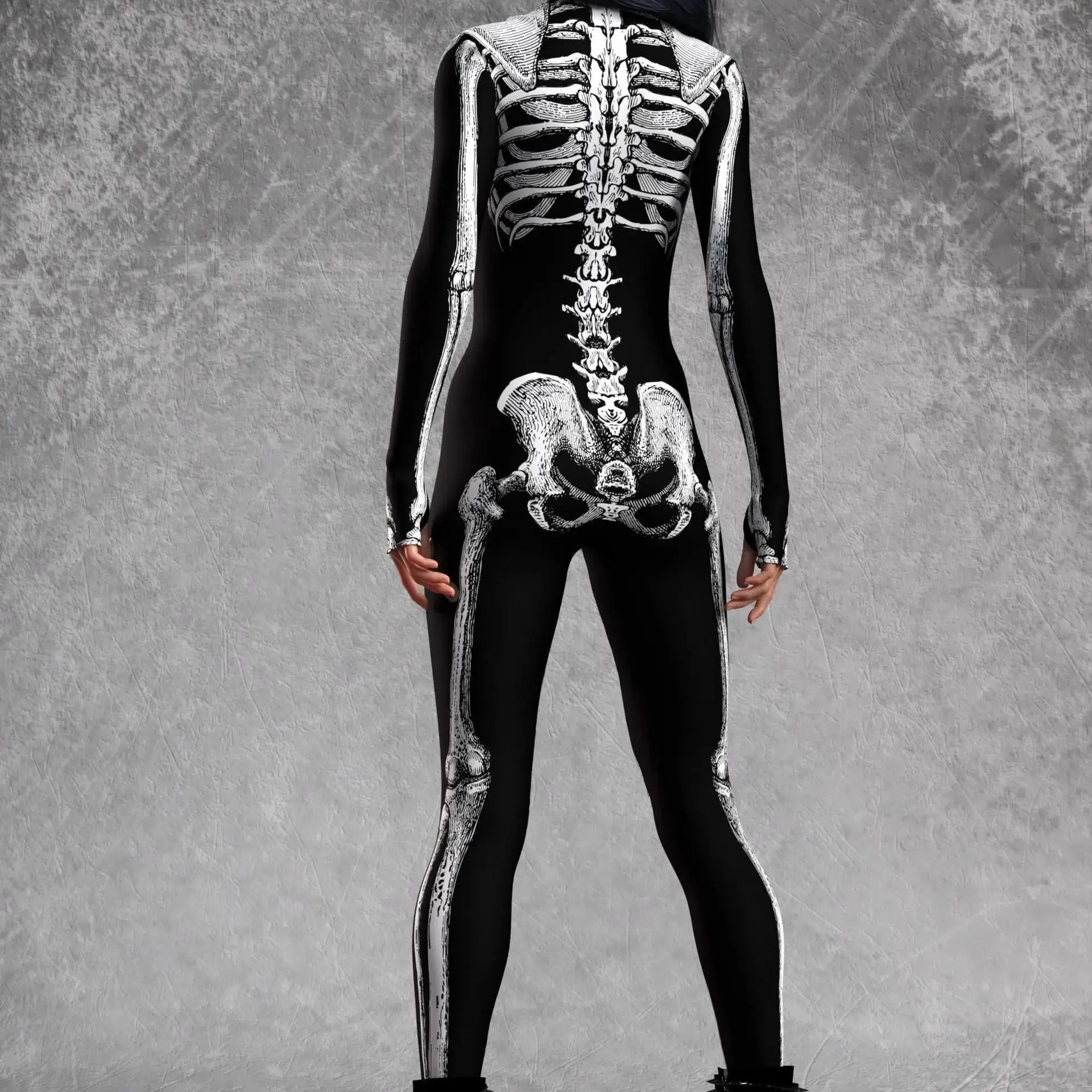 Sexy Damen Psychedelischer Netz-Cosplay-Jumpsuit Horror Halloween Festival Party Bodysuit Karneval Bühnenauftritt Eng Anliegend – Detail 28