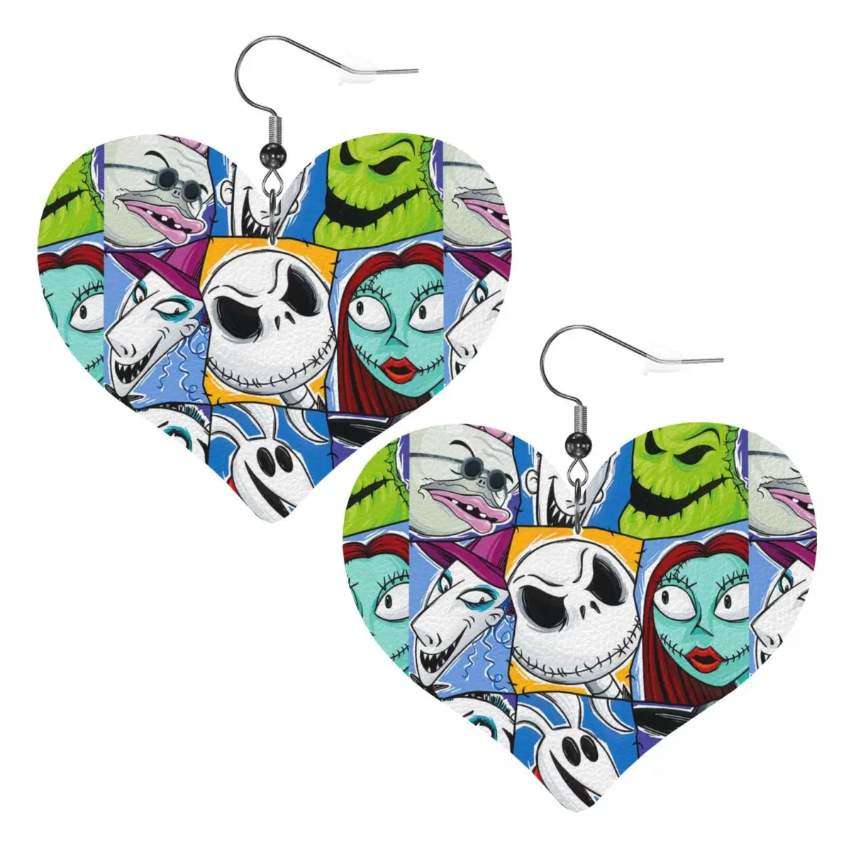 Pendientes Colgantes Personalizados de Jack Skellington, Pendientes de Cuero para Mujer, Moda de Pesadilla Antes de Navidad para Fiesta
