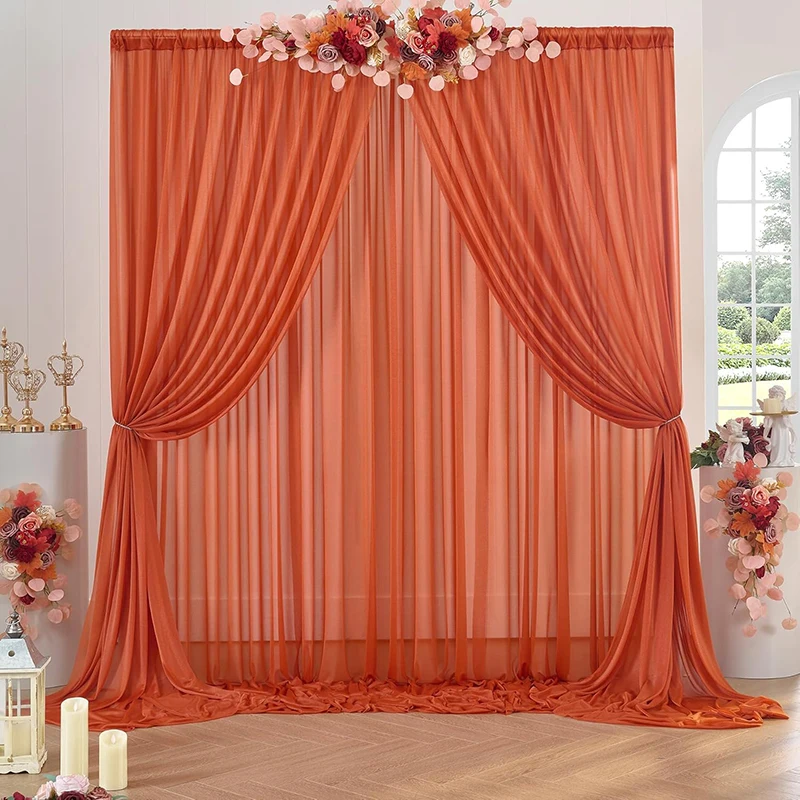 Wrinkle Free Chiffon Backdrop Curtain for Wedding Party 5×10ft Slight Glimmer Sheer Drapes Baby Shower Birthday Stage Decoration
