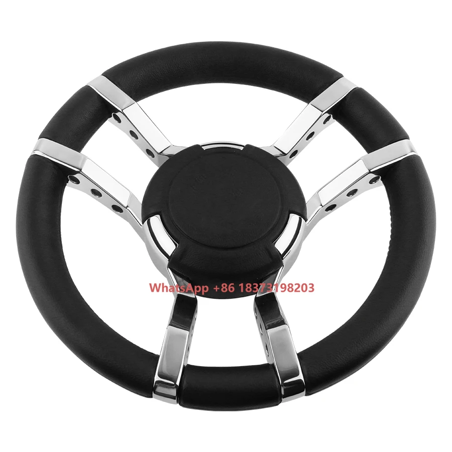 Marine Boat Accessories Yacht Speedboat UV Resistant Leather Electroplating Stainless Steel Luxury Steering Wheel Marine