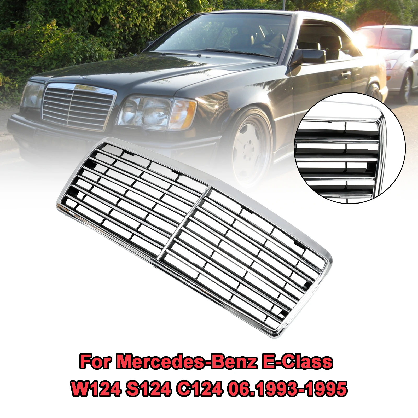 Front Bumper Grille Grill Fit for Mercedes-Benz E-Class W124 S124 C124 1993-1995