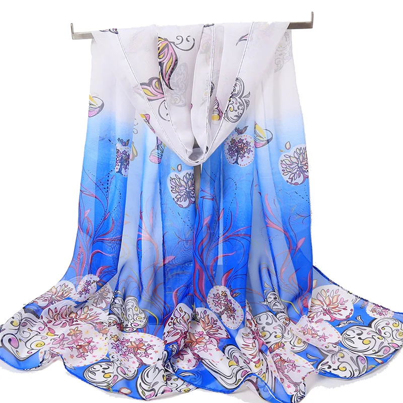 Verão lenço de proteção solar xale caju impressão chiffon feminino cachecol seaside viagem cape foulard senhoras lenço