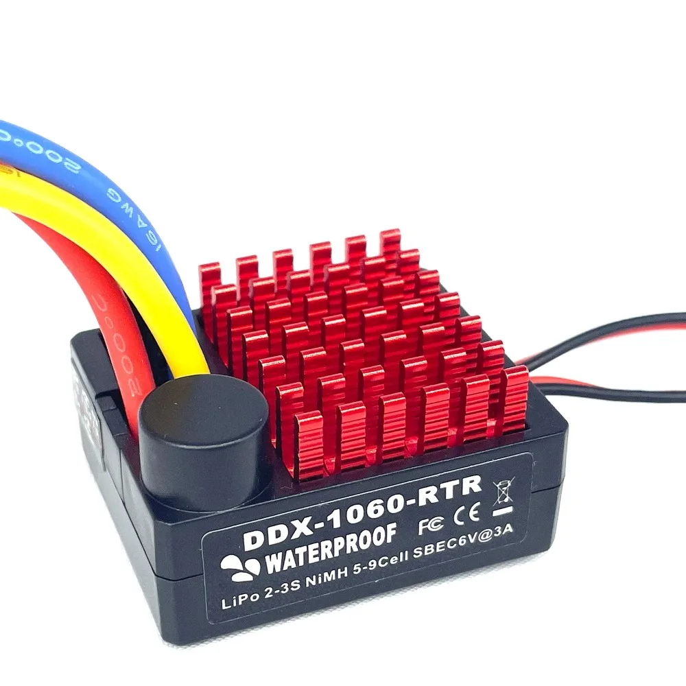 

1060 RTR 60A ESC Electronic Speed Controller Waterproof 2-3S LiPo Brushed Motor BEC 6V 3A for 1/10 Axial SCX10 TRX4 TRX6 D90 HPI