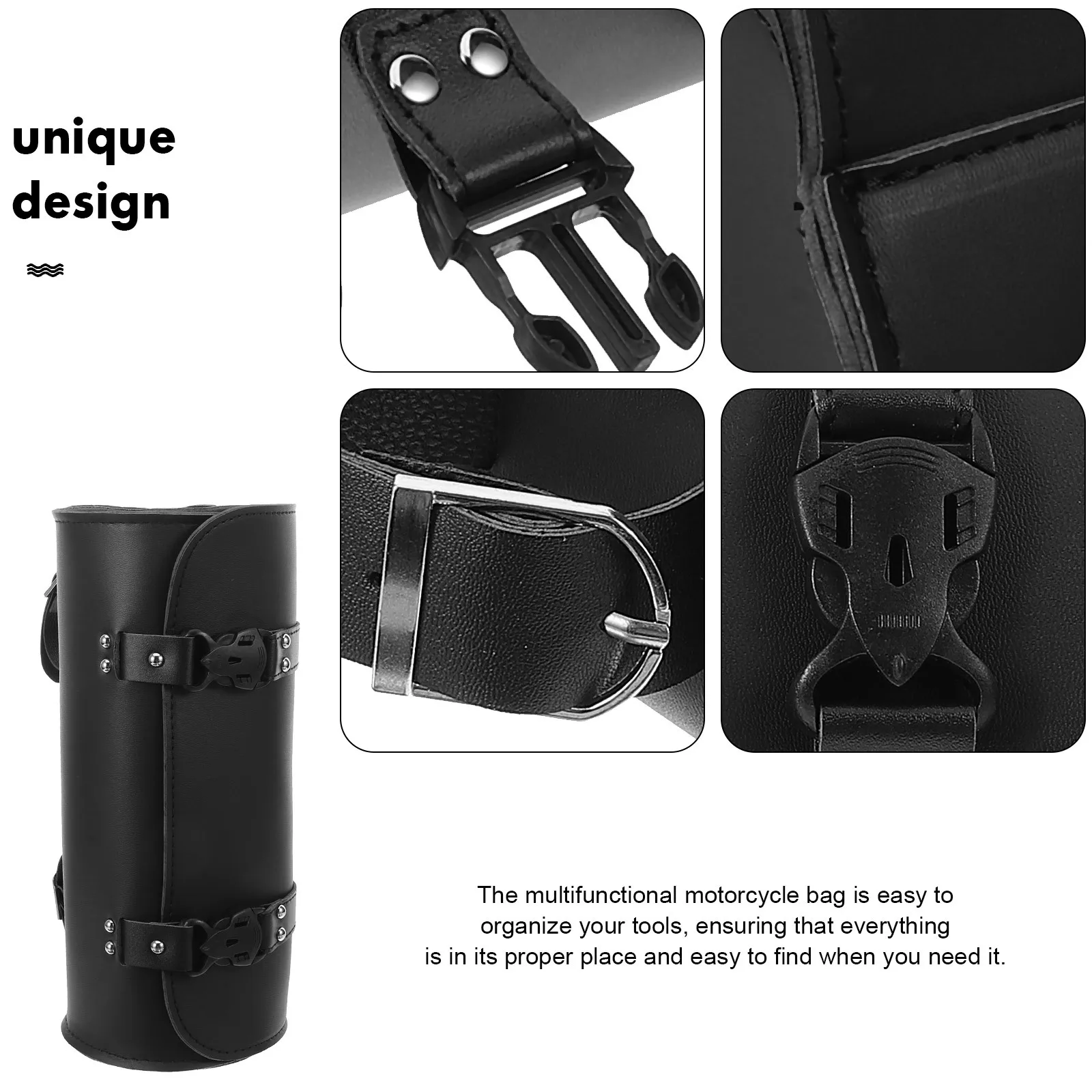 

Motorcycle Tool Bag Premium Synthetic Waterproof Storage Saddle Fork Handlebar Mountable Organizer for Men Riders