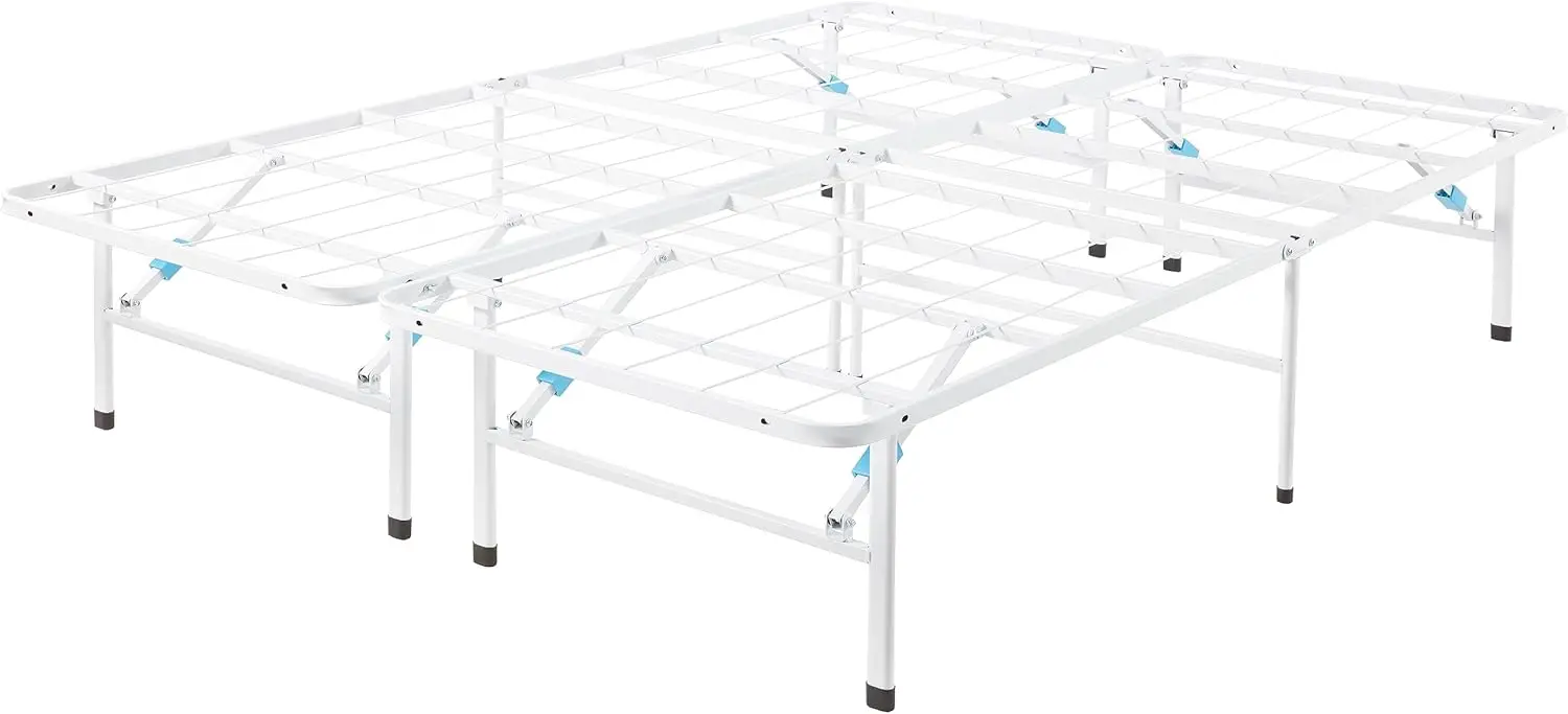 

Amazon Basics Platform Bed Frame Queen, Foldable Metal, Tool-Free Setup, 14 Inches High, White