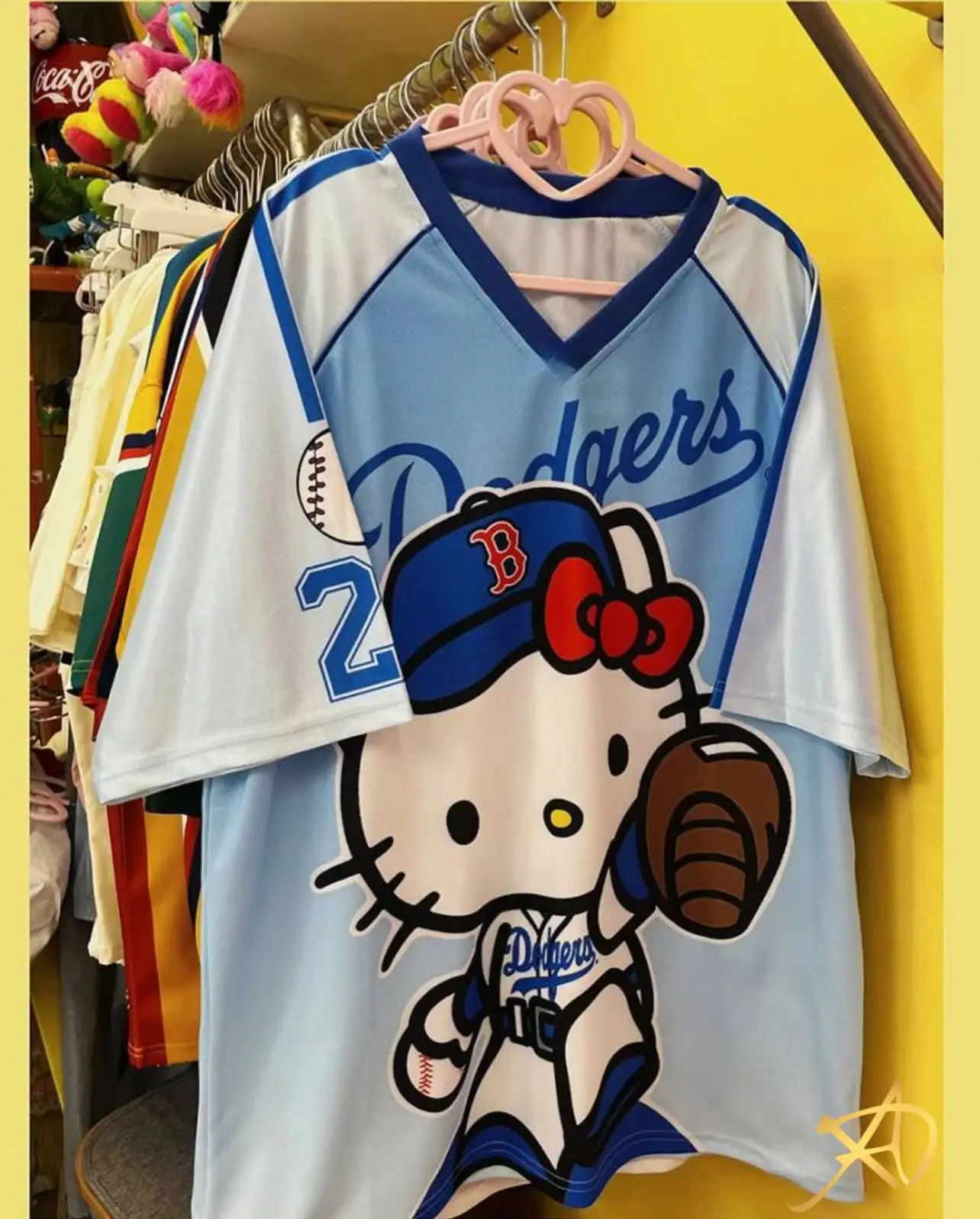 26/27 Sanrio Hello Kitty American Baseball Jersey Oversized Shoulder Style Mesh Quick Drying Fabric, Sweet and Cool Street Style
