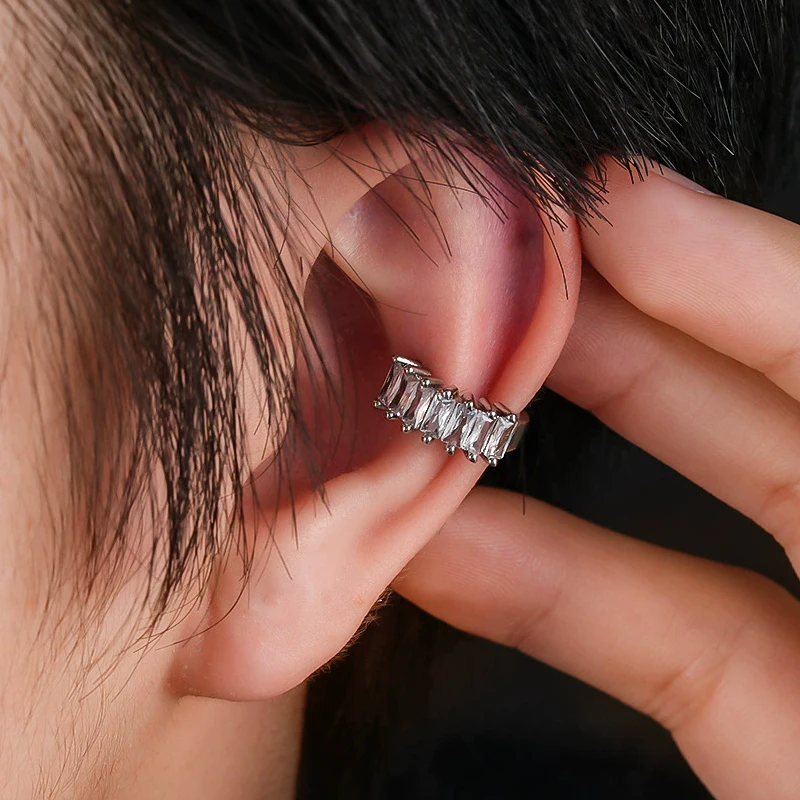 1pc Irregular Square Crystal Ear Clip Earrings for Women Geometric Ear Cuff Non-Piercing Cartilage Ear Bone Girl Gift Jewelry