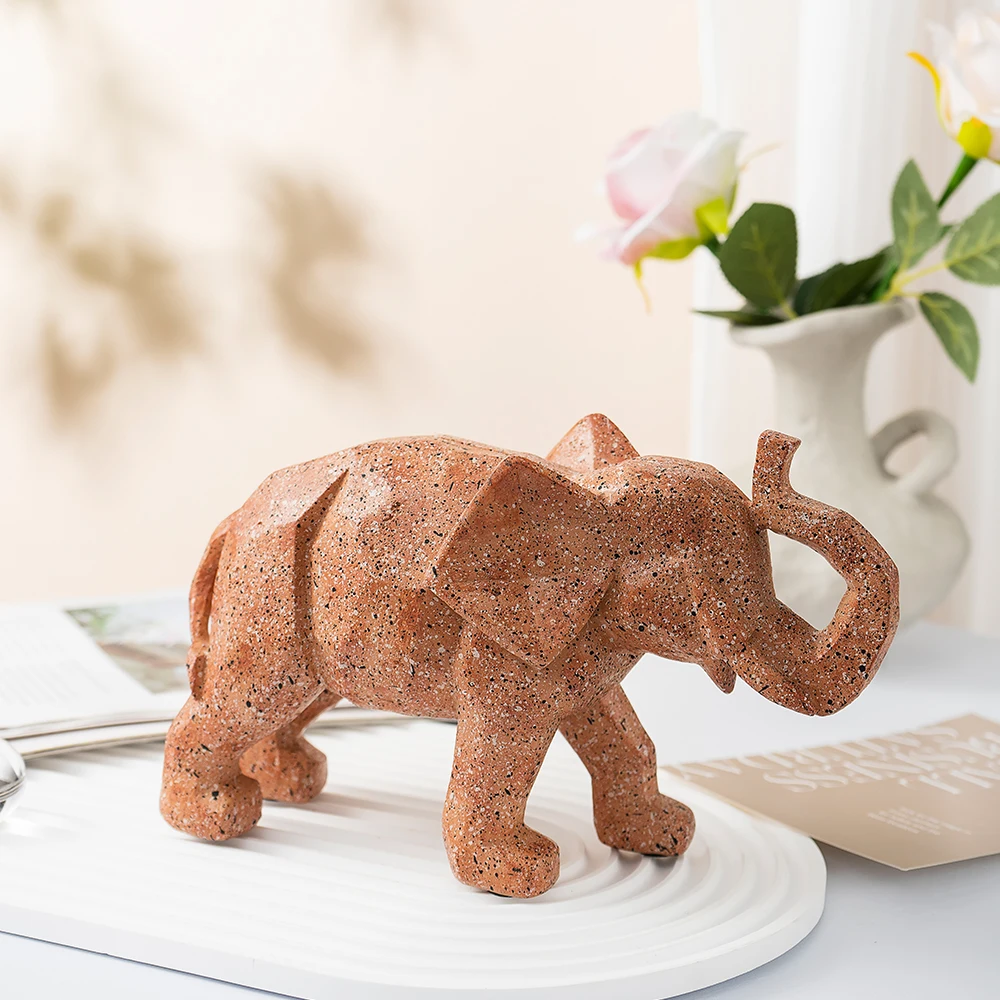 

Geometric Elephant Decor Animal Ornament Luxury Statue Gift High Grade Decoration for Home Living Room Wine Cabinet Resin Craft