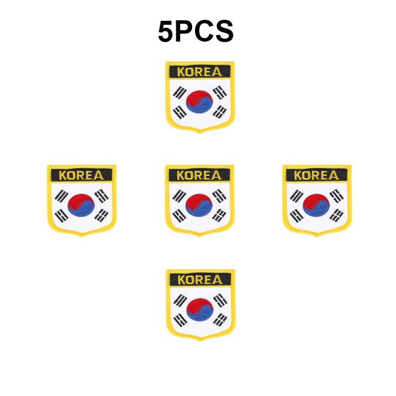 10-100PCS 7x6cm South Korea shield Shape Flag Embroidery Patches Iron on Saw on Transfer patches Sewing Applications for Clothes