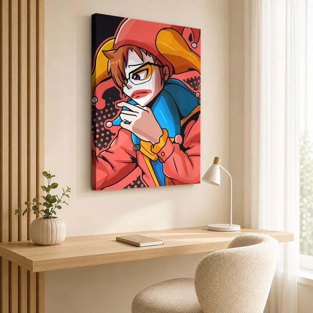 Sad Clown Character Portrait Canvas Poster Custom Photo Gaming Anime Wall Paintings Decoration for Bedroom Gift for Collectors