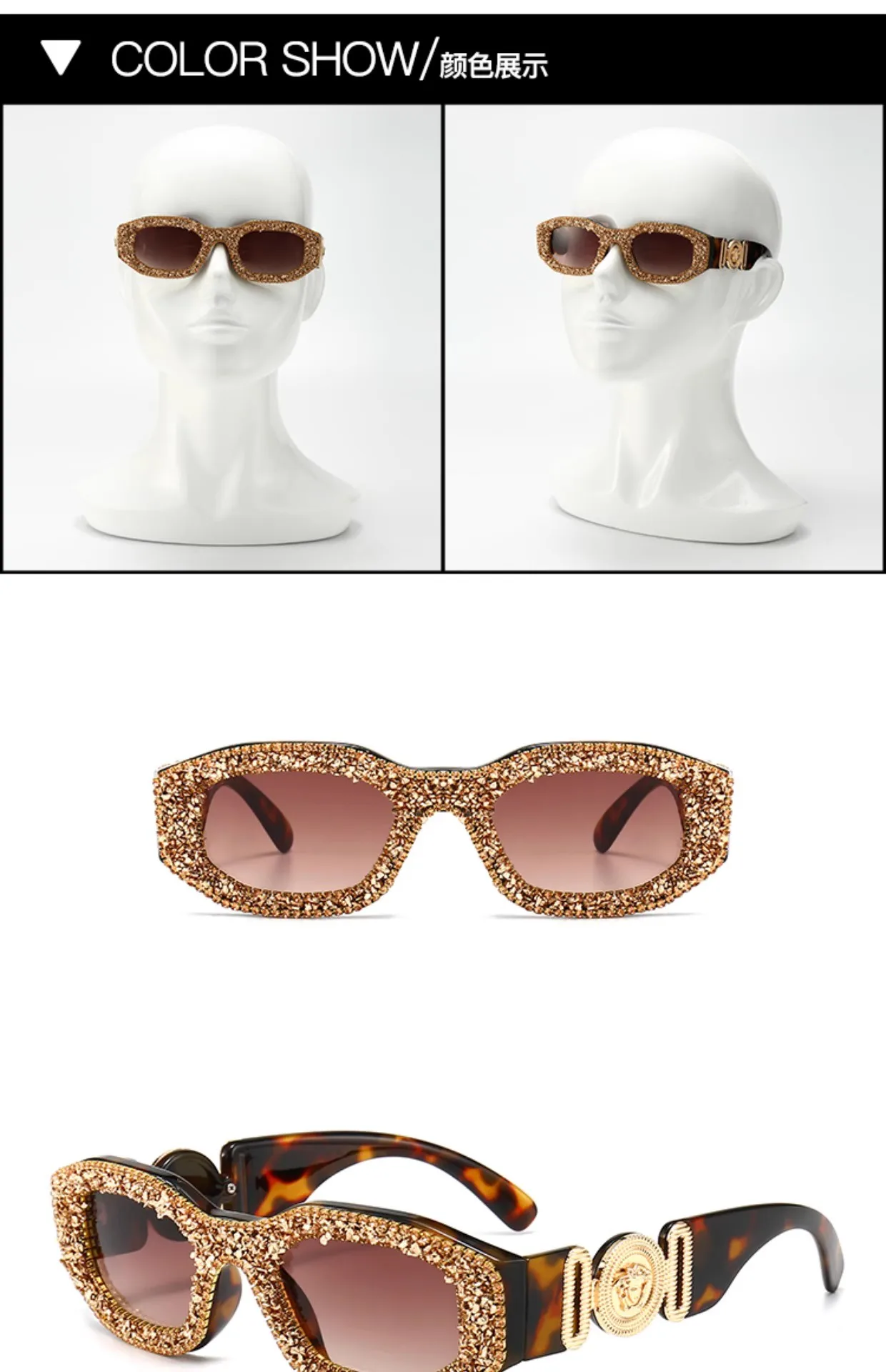 نظارات شمسية عصرية للتصوير الفوتوغرافي في الشوارع من Y Party مع مجموعة نظارات ماسية للسيدات مجلة أزياء مخصصة