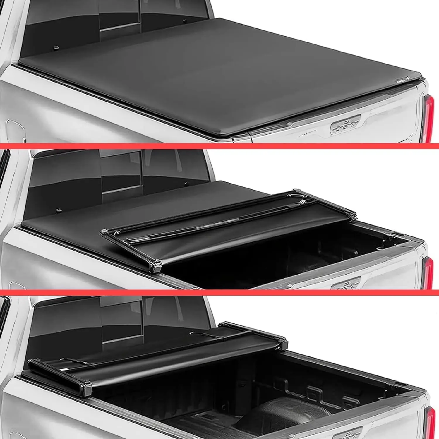 Cama dura do caminhão do Tri-Fold, tampa Tonneau, compatível com 5,8 ft 2007-2024, Chevy Silverado, GMC Sierra 1500, 5,8 ft (68 ") cama