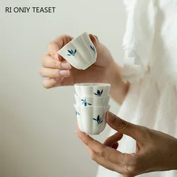 1 Pc Chinese Handmade Ceramic Tea Cup Creative Flower Shape Porcelain Teacup Household Teaware Travel Meditation Cup 35ml