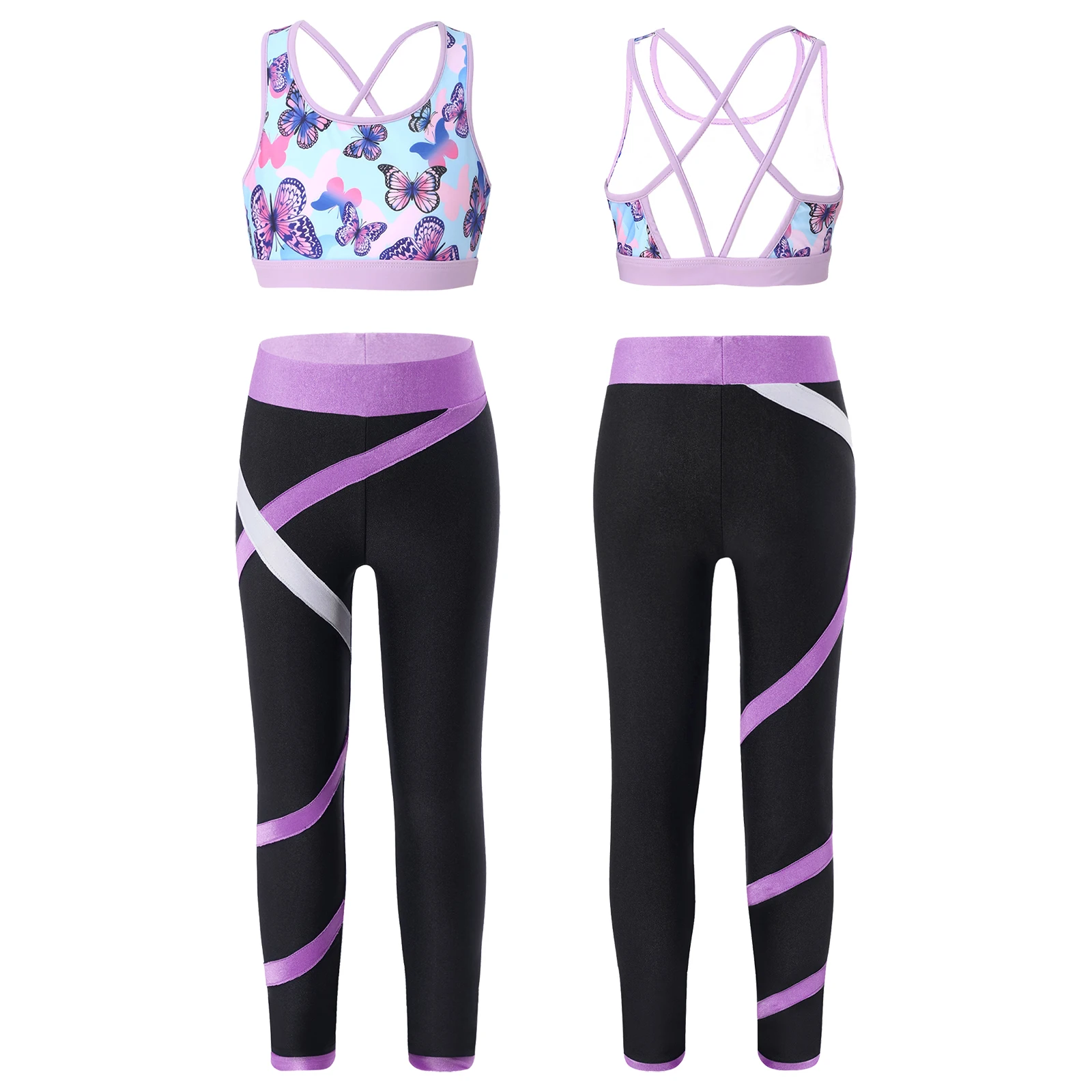 Kids Clothes girls Sport sets Yoga Tracksuits Girls Clothing Sleeveless Gym Crop Top child High Waist Fitness Gym Leggings Pants