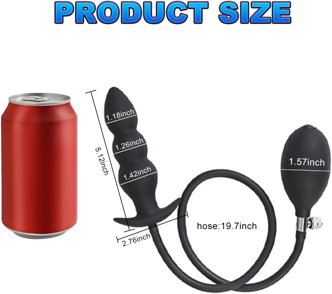 سدادة مؤخرة قابلة للنفخ، قطر قابل للتعديل 1.18 بوصة إلى 3.15 بوصة، قابس شرجي قابل للنفخ مع صمام تحرير سريع