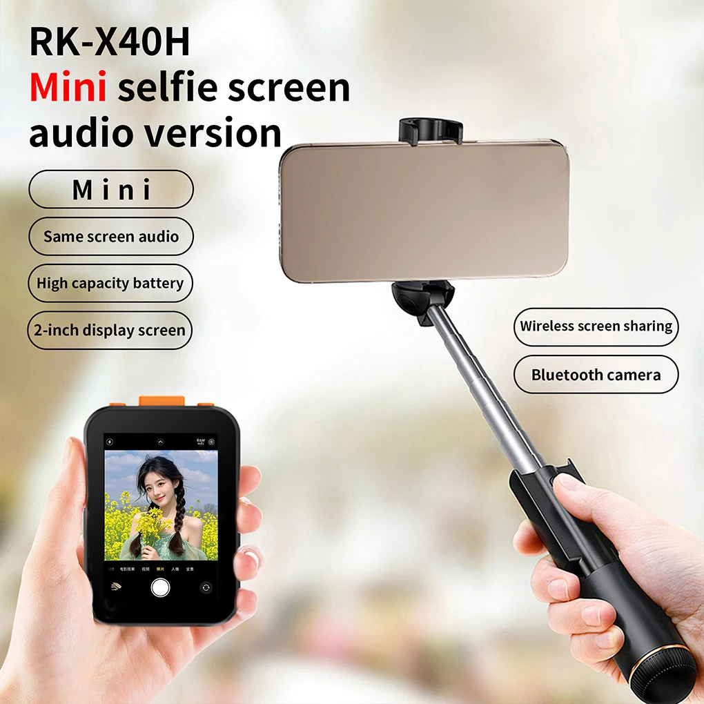 RK-X40H Magnetic Selfie Monitor Screen for iPhone13 14 15 16 pro MAX 2 inch Display Screen Mobile Mini Selfie Screen
