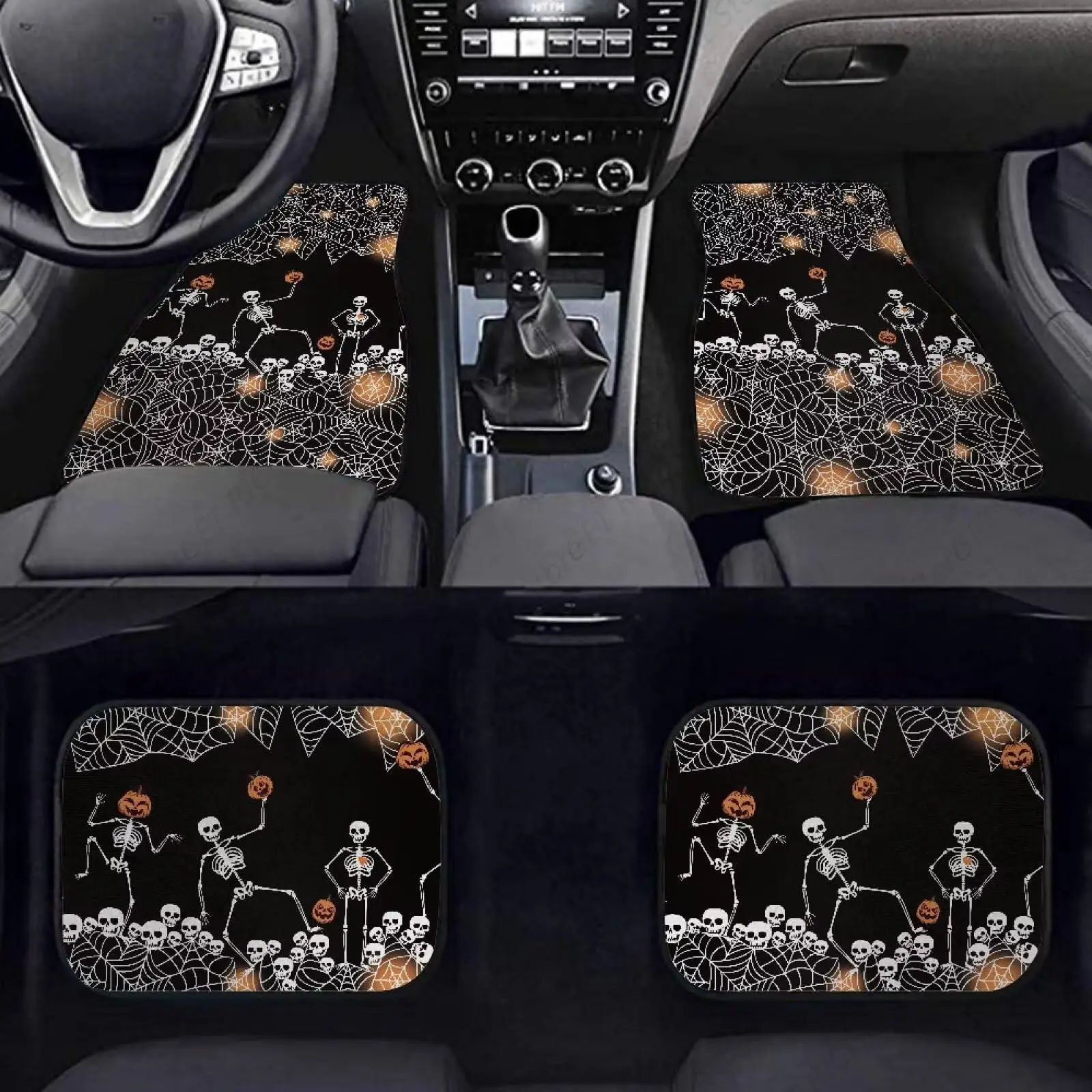 

Alfombrillas Coche Con Telaraña Esqueleto Calabaza, Alfombrillas Universales Para Pies Coche, 4 шт. Пара внедорожников, Furgonetas, C