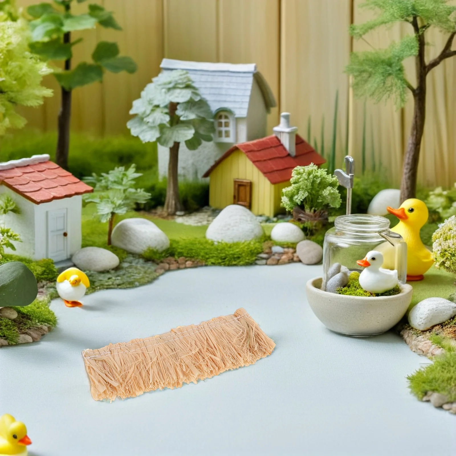 9Pcs Artificial Thatch Roof Roll Simulation Grass Roof Material for Miniature House DIY Landscape Diorama and Dollhouse