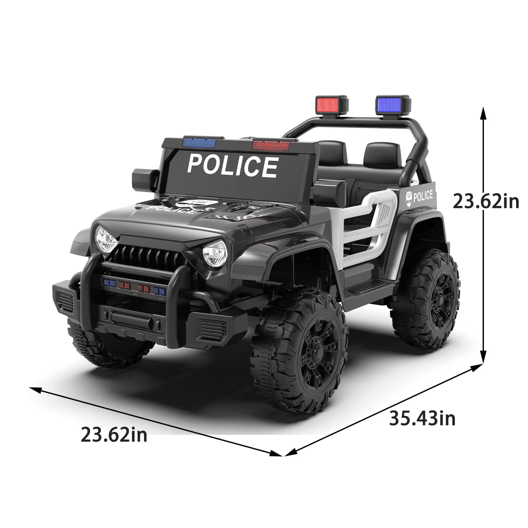 12V Kids Ride on Electric Car with Parent Remote Control Suspension LED Lights Bluetooth Music for Kids Black