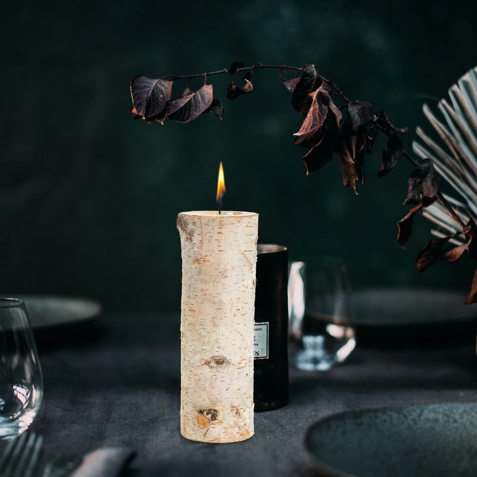 

Wood Holder Natural Wood Cut Decorative Candlestick Stand for Table Desktop Farmhouse Decor Holders