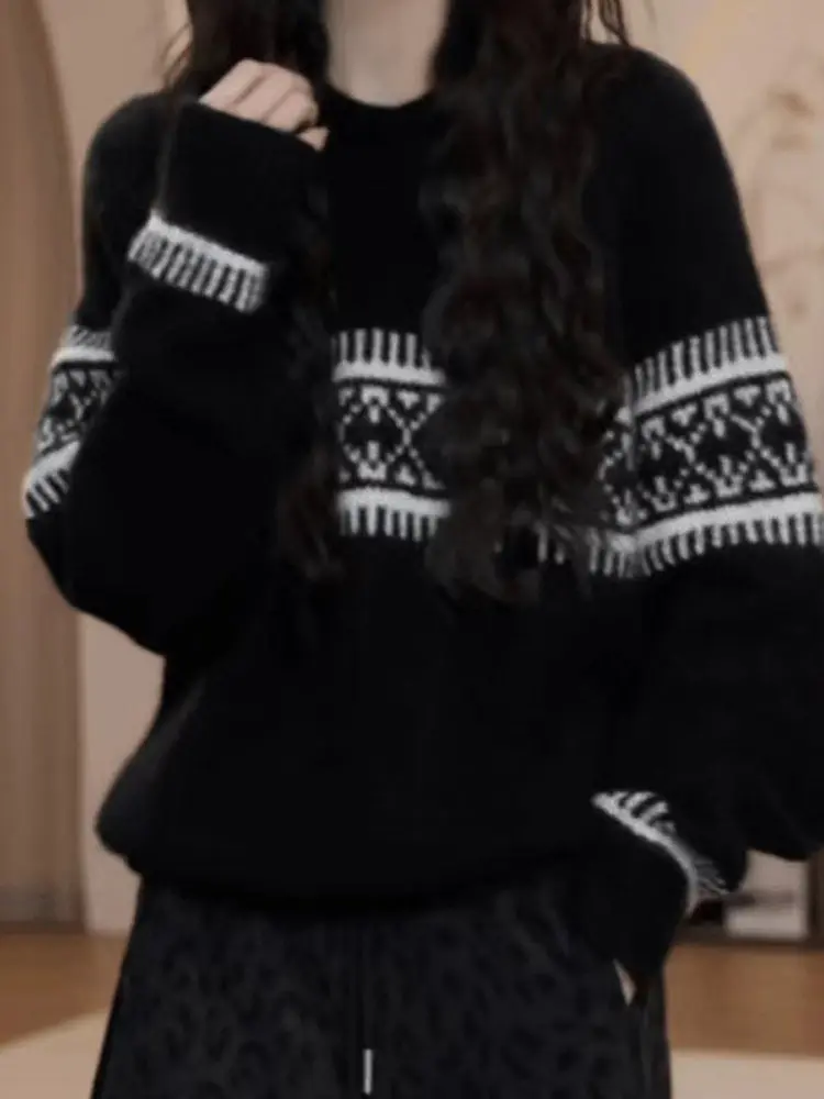 

Мягкий уютный женский трикотажный свитер, свободный крой, осень-зима, новый Sle, уникальная универсальная верхняя одежда с эффектом похудения