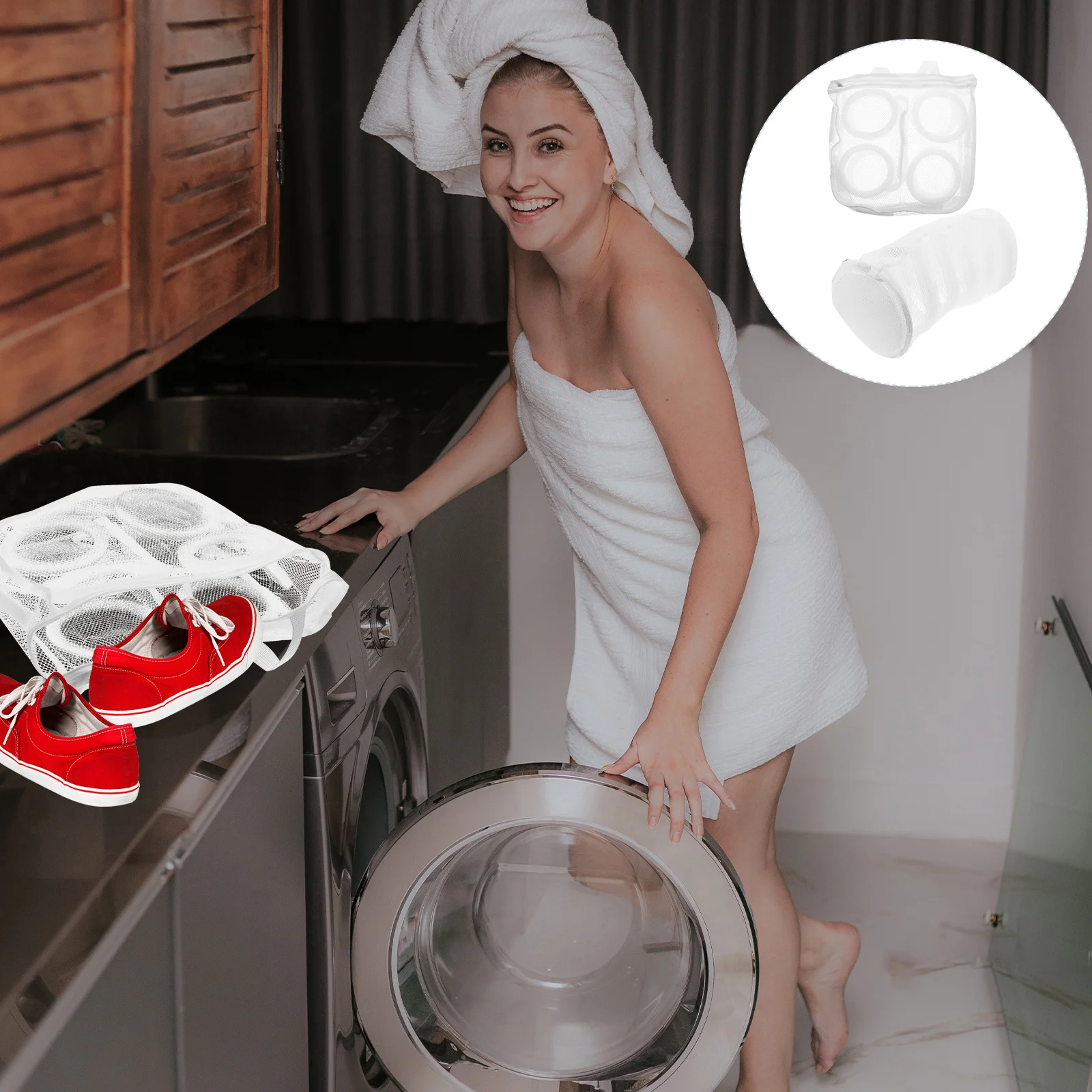 

2pcs Fine Mesh Shoe Washing Bag For Trainers Socks Bras Baby Clothes Washing Machine Laundry Organizer Mesh Storage Bag