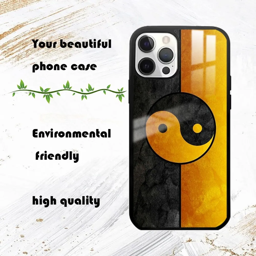 Chinese Taiji Diagram Yin-Yang symbol Phone Case For iPhone 16 15 14 13 12 11 Pro Max Plus Mini PC Fashion mirror phone case