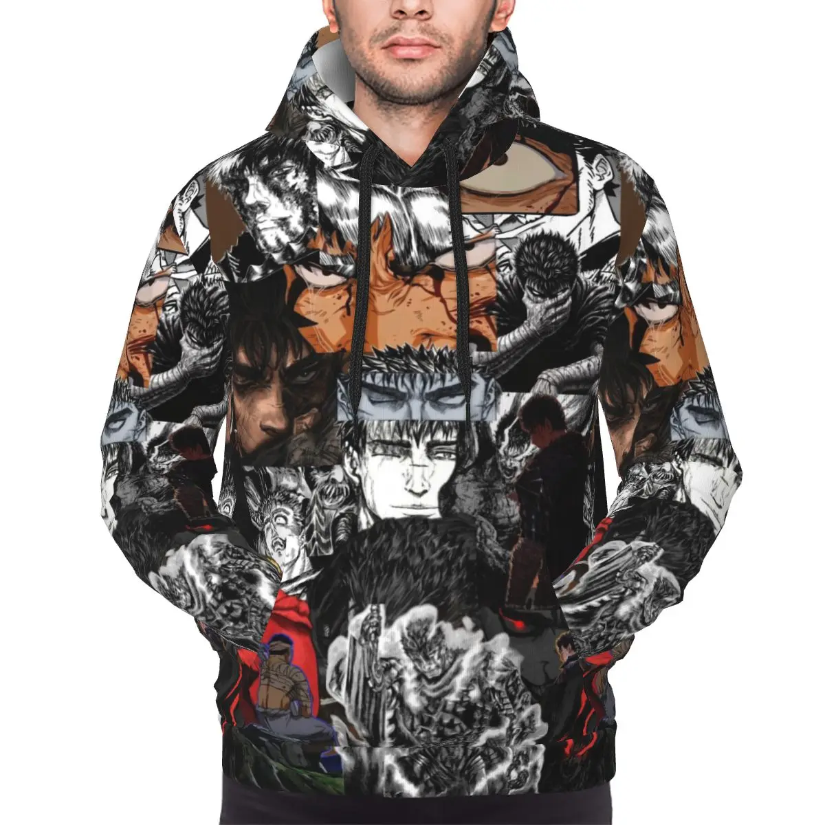 Japan Anime Berserk Guts Hoodie For Men Women Sweatshirt Graphic Kanga Pocket Hoodies Stylish Hoodie Pullover Long Sleeve Shirts