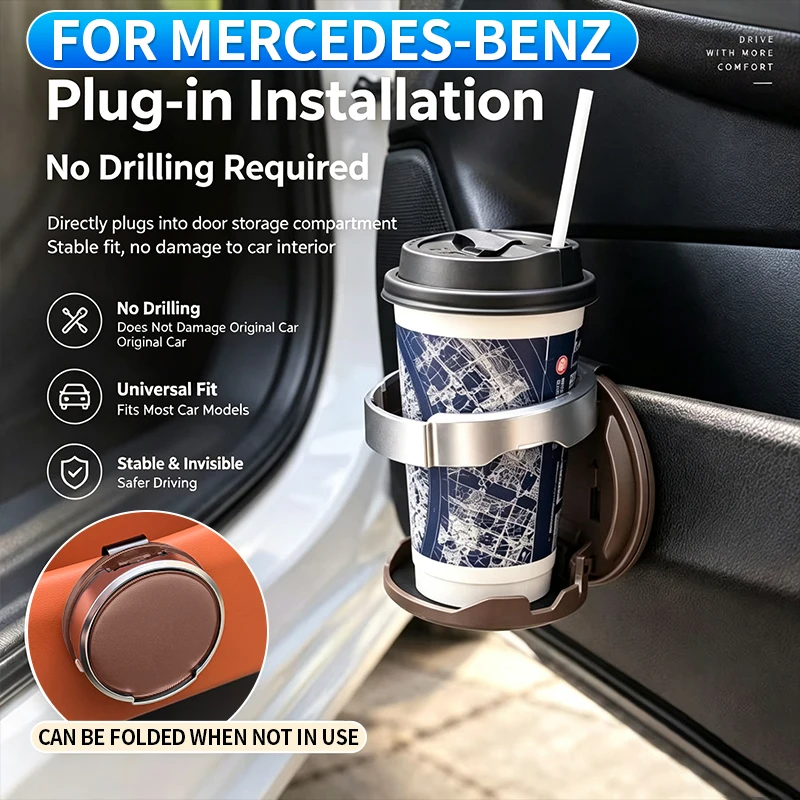 For Mercedes in-car multifunctional door cup holder storage rack GLC X253 X254 C E Class W205 W206 W213 GLE W166 W222 H247 W463A