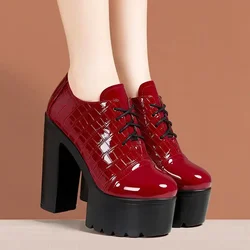 14cm Small Size 33-43 Sexy Thick Bottom Chunky Platform Pumps Women Shoes Deep Mouth 2026 Spring Block High Heels Shoes Model