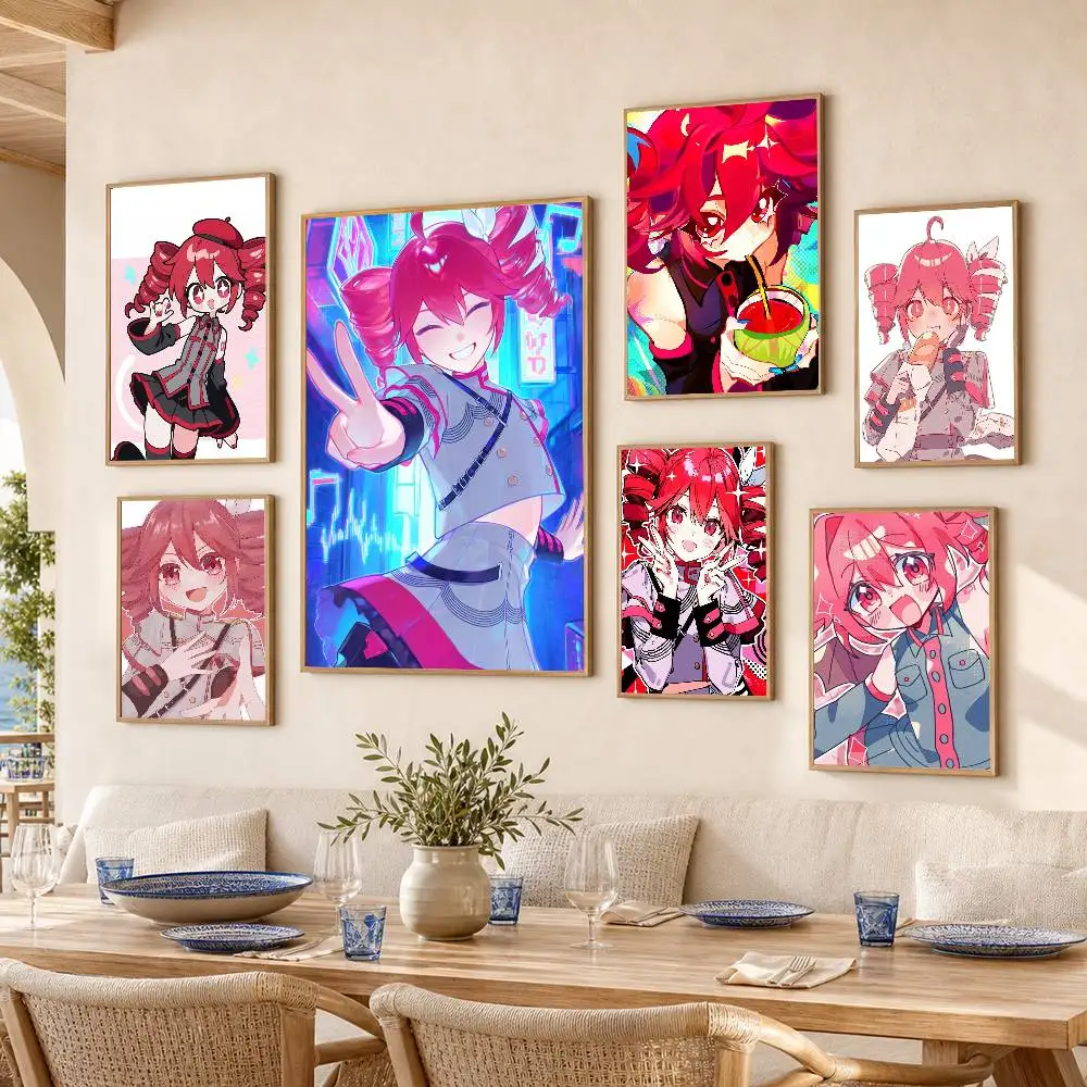 Cute Virtual Singer Kasane Teto  Waterproof Self-Adhesive Wall Poster for Bedroom Living Room Home Decor